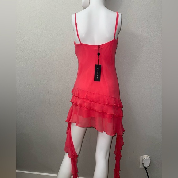Gianni Binni Belle Rosette Sweetheart Neck Sleeveless Ruffle Chiffon Mini Dress - Picture 4 of 4